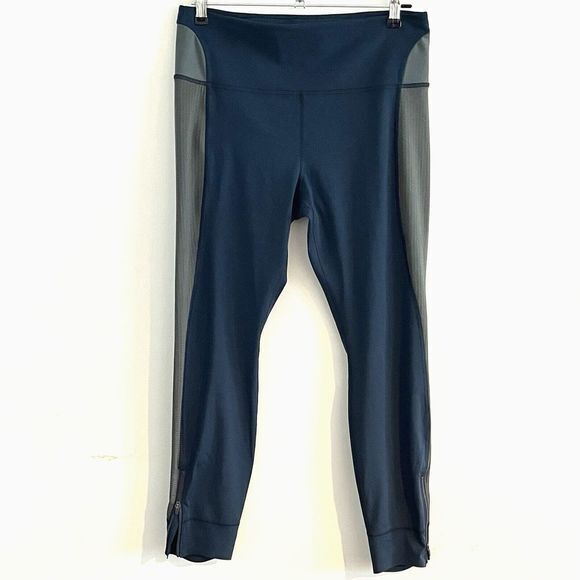 Athleta x Allyson Felix Leggings Blue/Gray Cropped Size L Activewear Gym Train - Picture 1 of 15